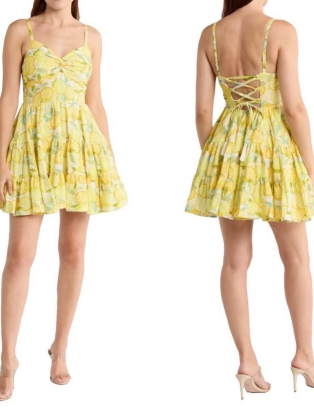 Avec Les Filles Limoncello Lemon Print Convertible Romper Dress - Picture 2 of 10